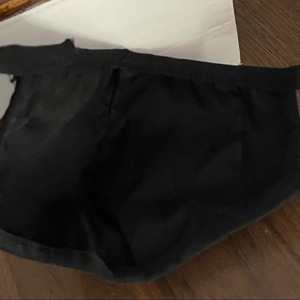 NWOT Shimmery Red Mask With Black Lining And Ear Straps